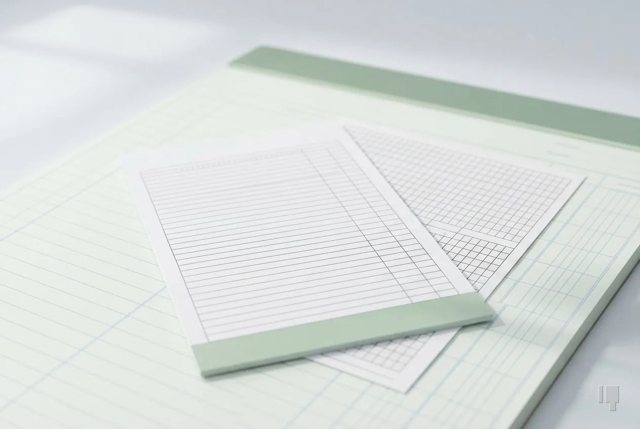 A blank summary sheet overlapping a blank continuation sheet