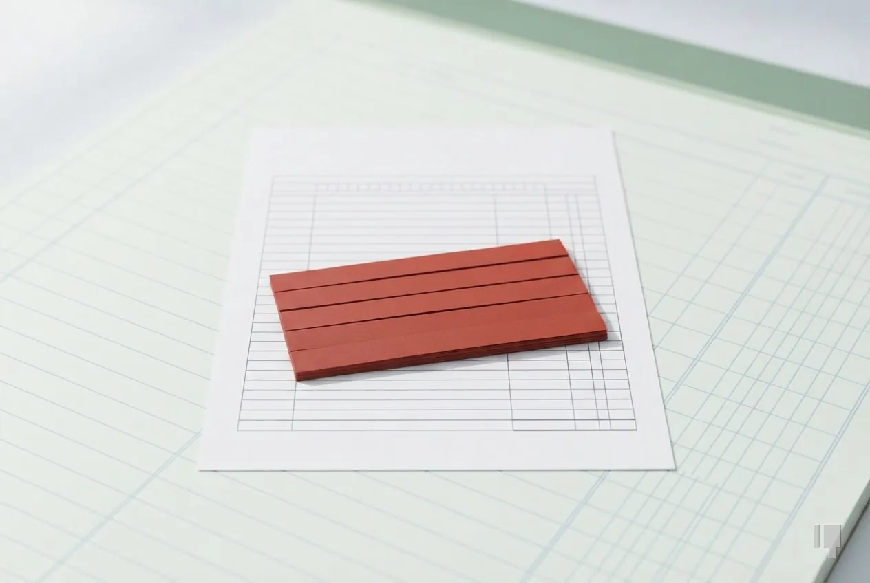 A blank pay application marked with five red bands