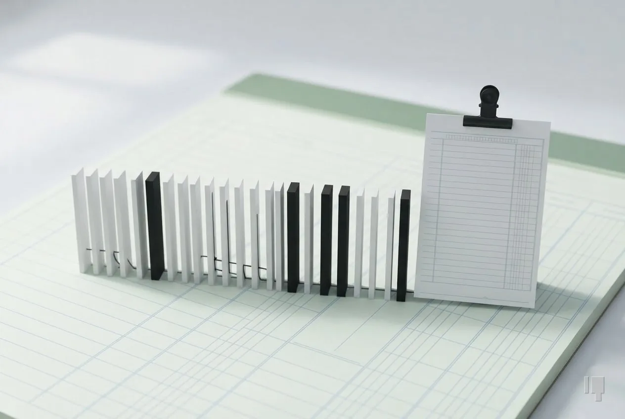 A row of card bars, six black, beside a blank waiver form