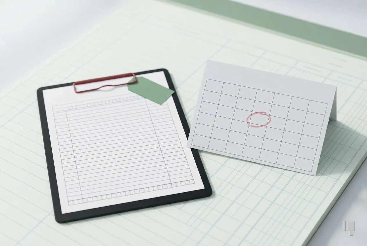 A blank pay application with a green square beside a calendar with a red-circled cell