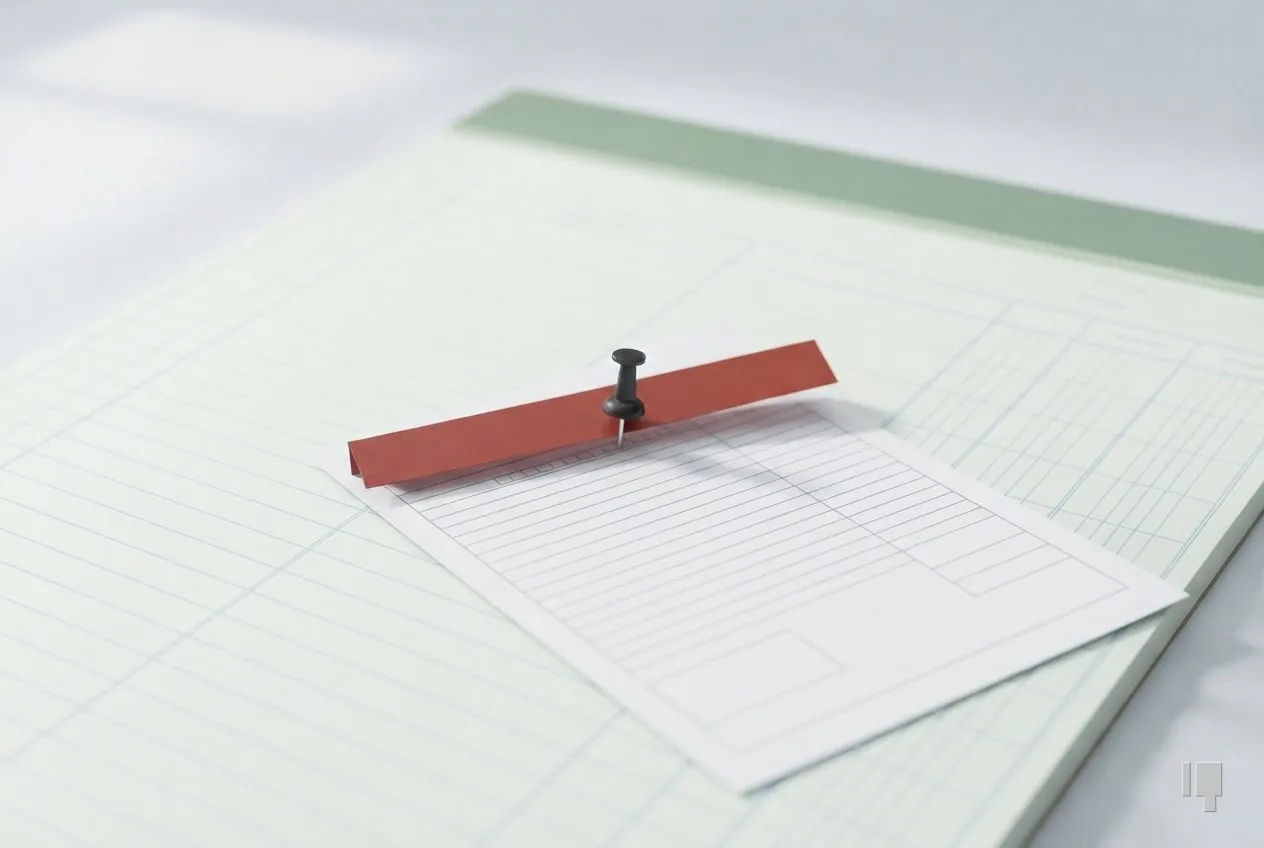 A blank release form with a red band lifting from its top edge