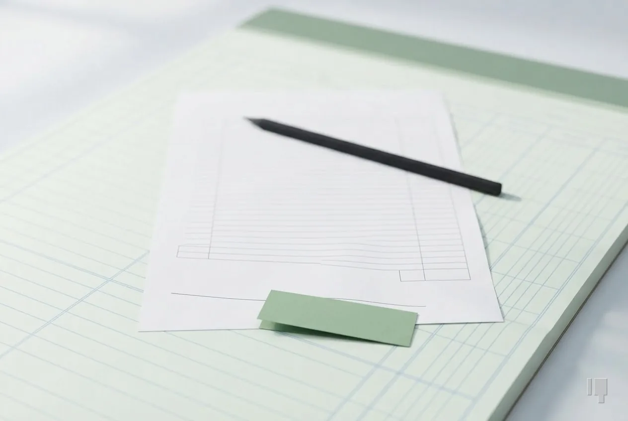 A blank waiver form with a pencil and a green band at its foot