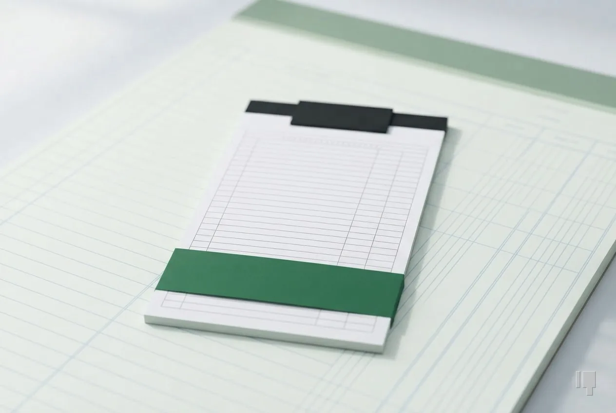 A blank waiver form with a green band across its base